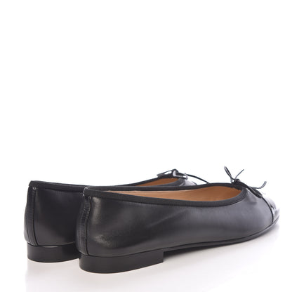 Chanel Lambskin Patent Cap Toe Ballerina Flats 41 Black 4 of 9