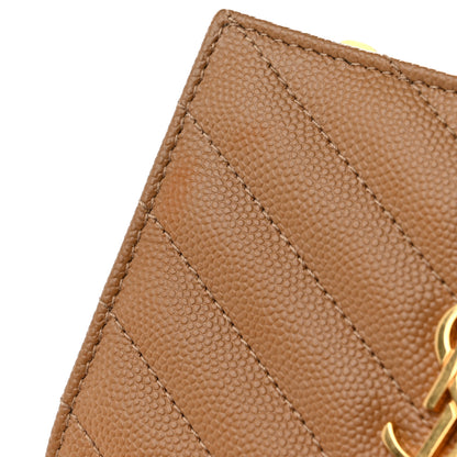 Saint Laurent Grain De Poudre Matelasse Chevron Cassandre Fragments Zipperred Bi-Fold Wallet Natural Dark 8 of 9