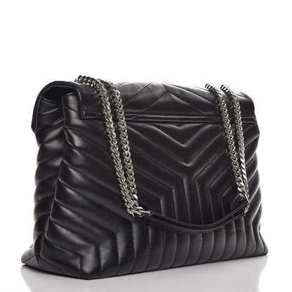 Saint Laurent Calfskin Y Quilted Monogram Large Loulou Chain Satchel Black 3 of 7