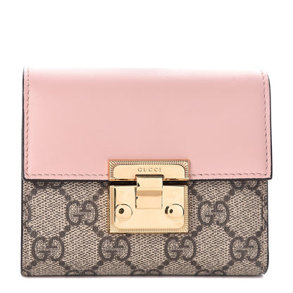 Gucci GG Supreme Monogram Calfskin Padlock Wallet Beige Perfect Pink 1 of 7