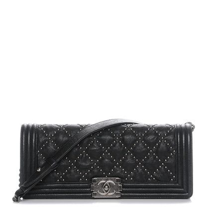 Chanel Crumpled Lambskin East West Studded Boy Flap Black 1 of 7