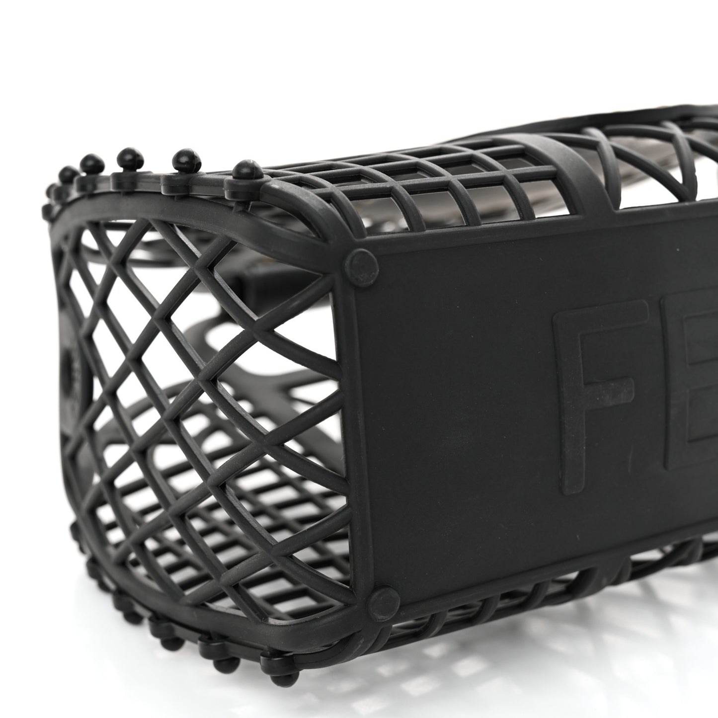 Recycled Plastic Vitello Liberty Matte Small Fendi Basket Black Miele Scuro