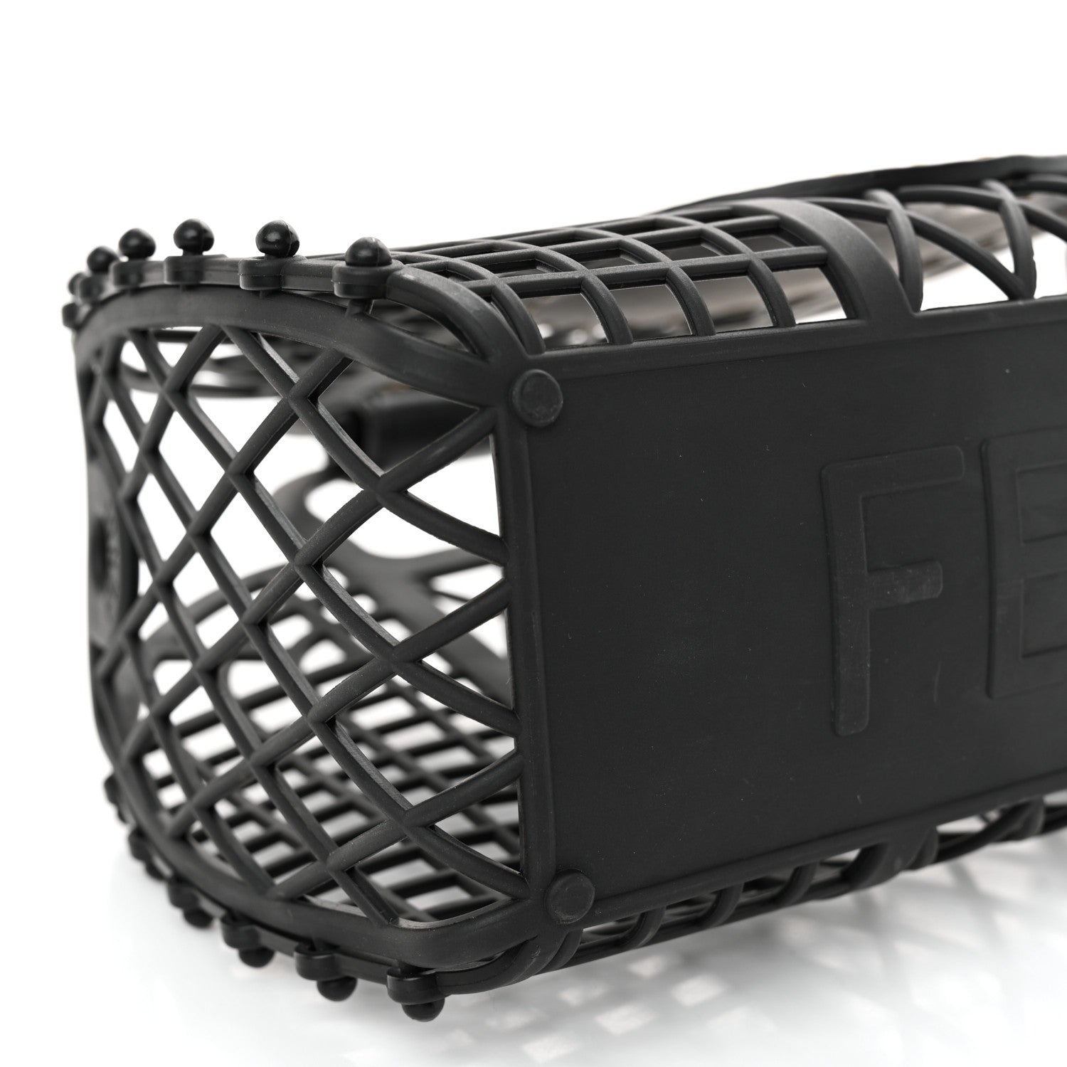 Fendi Recycled Plastic Vitello Liberty Matte Small Fendi Basket Black Miele Scuro 10 of 11