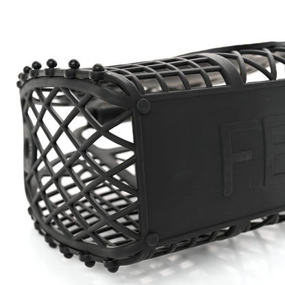 Fendi Recycled Plastic Vitello Liberty Matte Small Fendi Basket Black Miele Scuro 10 of 11