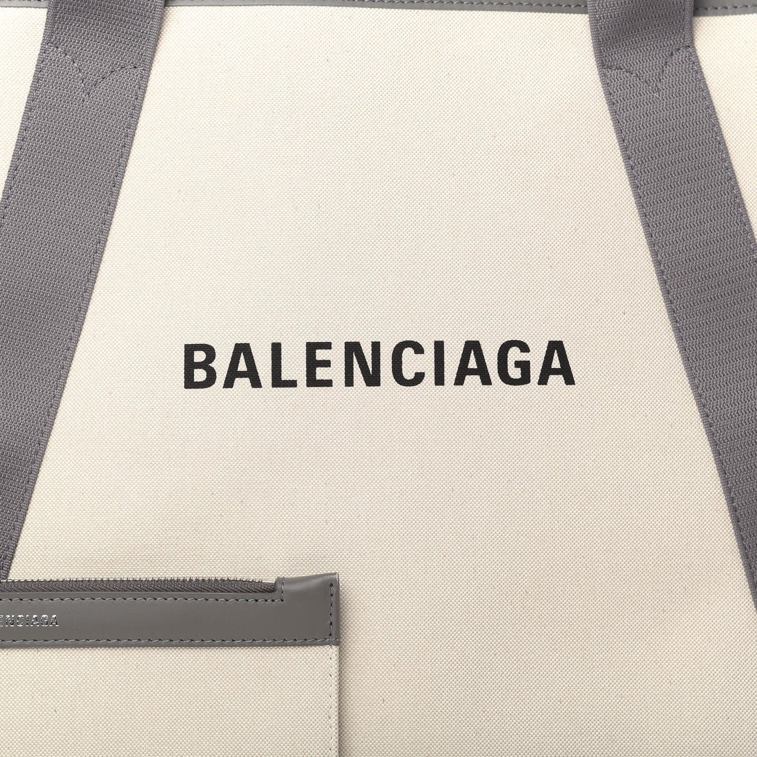 Balenciaga Cotton Canvas Calfskin M Navy Cabas Grey 9 of 13