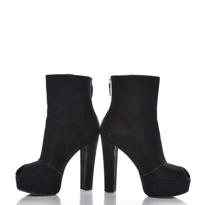 Louis Vuitton Suede Peep Toe Ankle Boots 37 Black 5 of 23