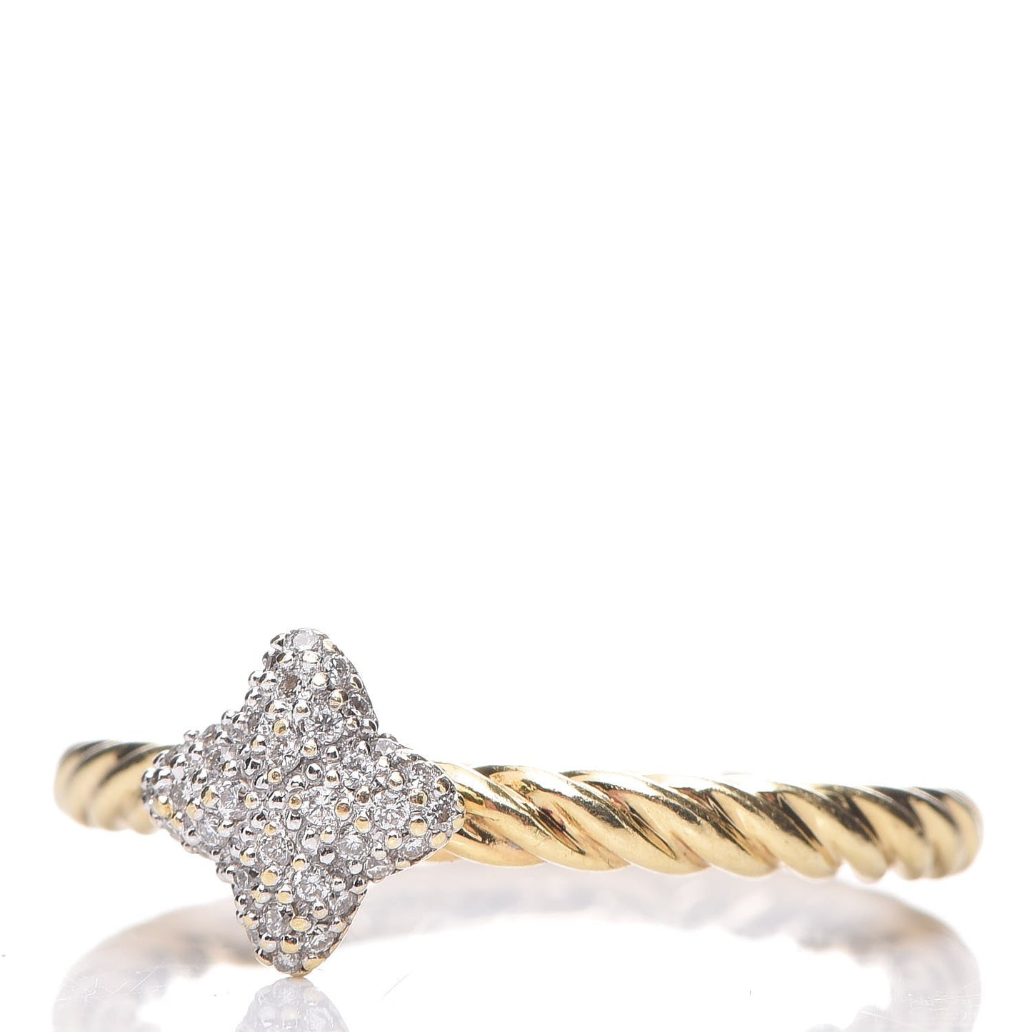 18K Yellow Gold Diamond 6mm Quatrefoil Ring 54 7