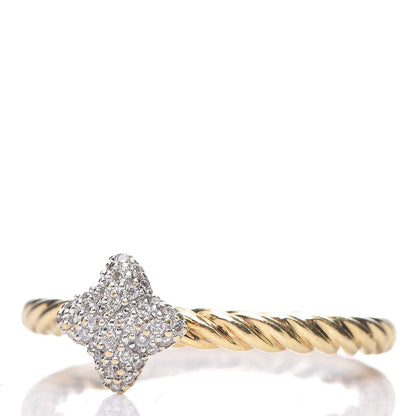 David Yurman 18K Yellow Gold Diamond 6mm Quatrefoil Ring 54 7 3 of 5