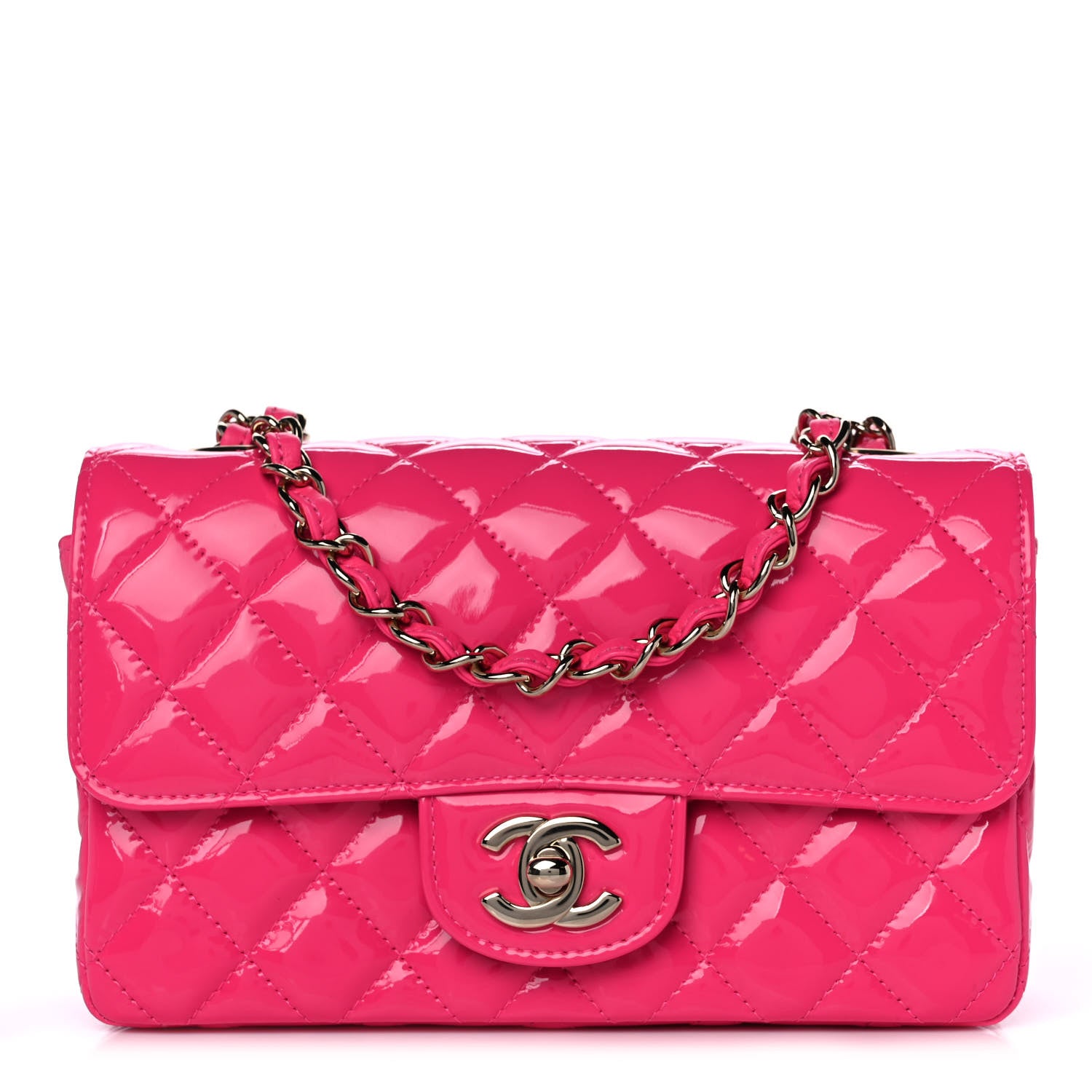 Chanel Patent Quilted Mini Rectangular Flap Pink 1 of 11