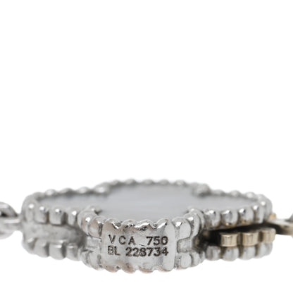 Van Cleef & Arpels 18K White Gold Mother of Pearl Chalcedony 16 Motifs Magic Alhambra Necklace 5 of 8