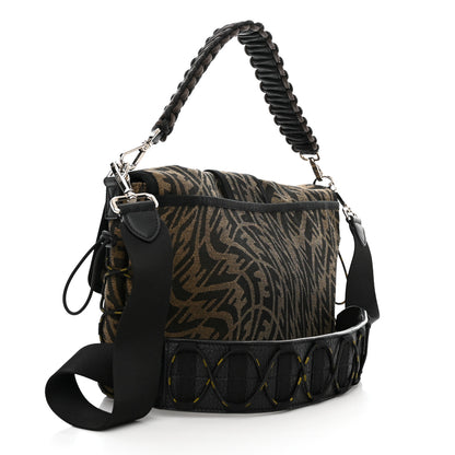 Fendi X SARAH COLEMAN Fabric Jacquard Vitello Grace FF Vertigo Woven Lanyard Large Baguette Tobacco Moro Black 3 of 11