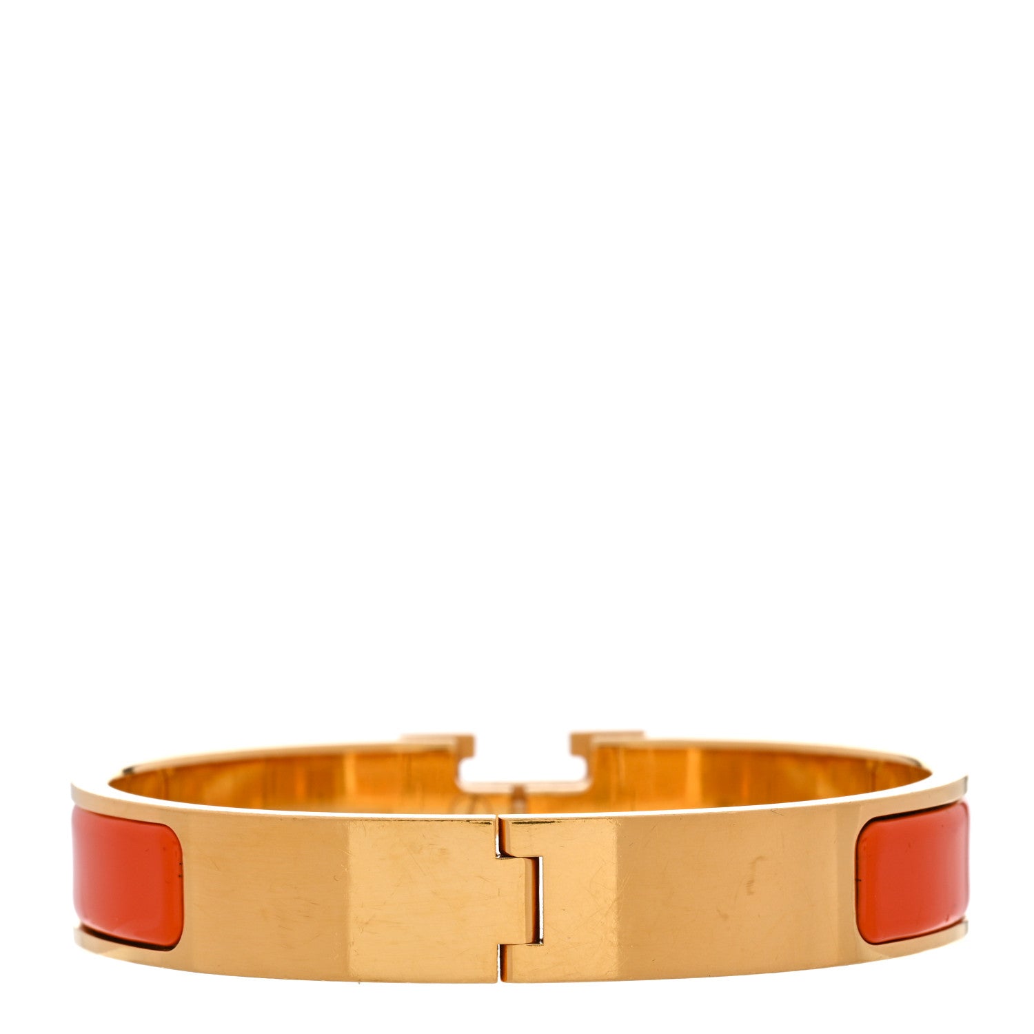 Hermes Enamel Narrow Clic Clac H Bracelet GM Orange 3 of 4