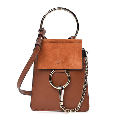 Chloe Suede Calfskin Mini Faye Bracelet Bag Tobacco 1 of 10