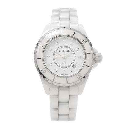 Chanel Stainless Steel Ceramic Diamond 33mm J12 Quartz Watch White 1 of 7