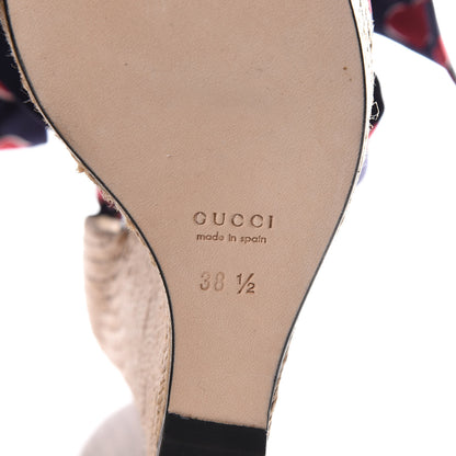 Gucci Satin Heartbeat Carolina Platform Wedges 38.5 Blue 6 of 7