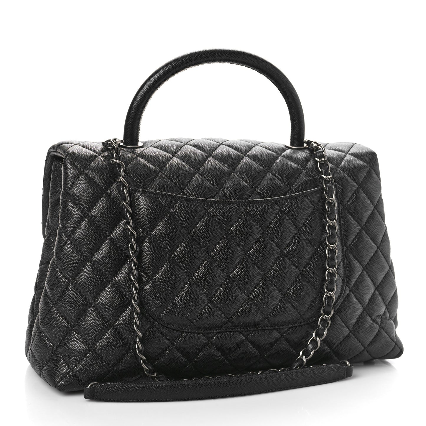 Caviar Quilted Medium Coco Handle Flap Black