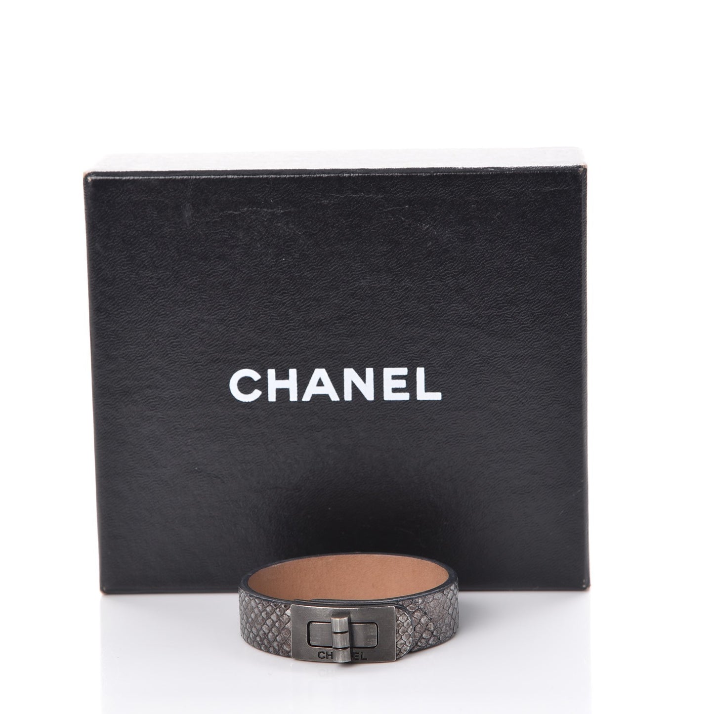 Metallic Lizard Reissue Mademoiselle Bracelet Dark Grey