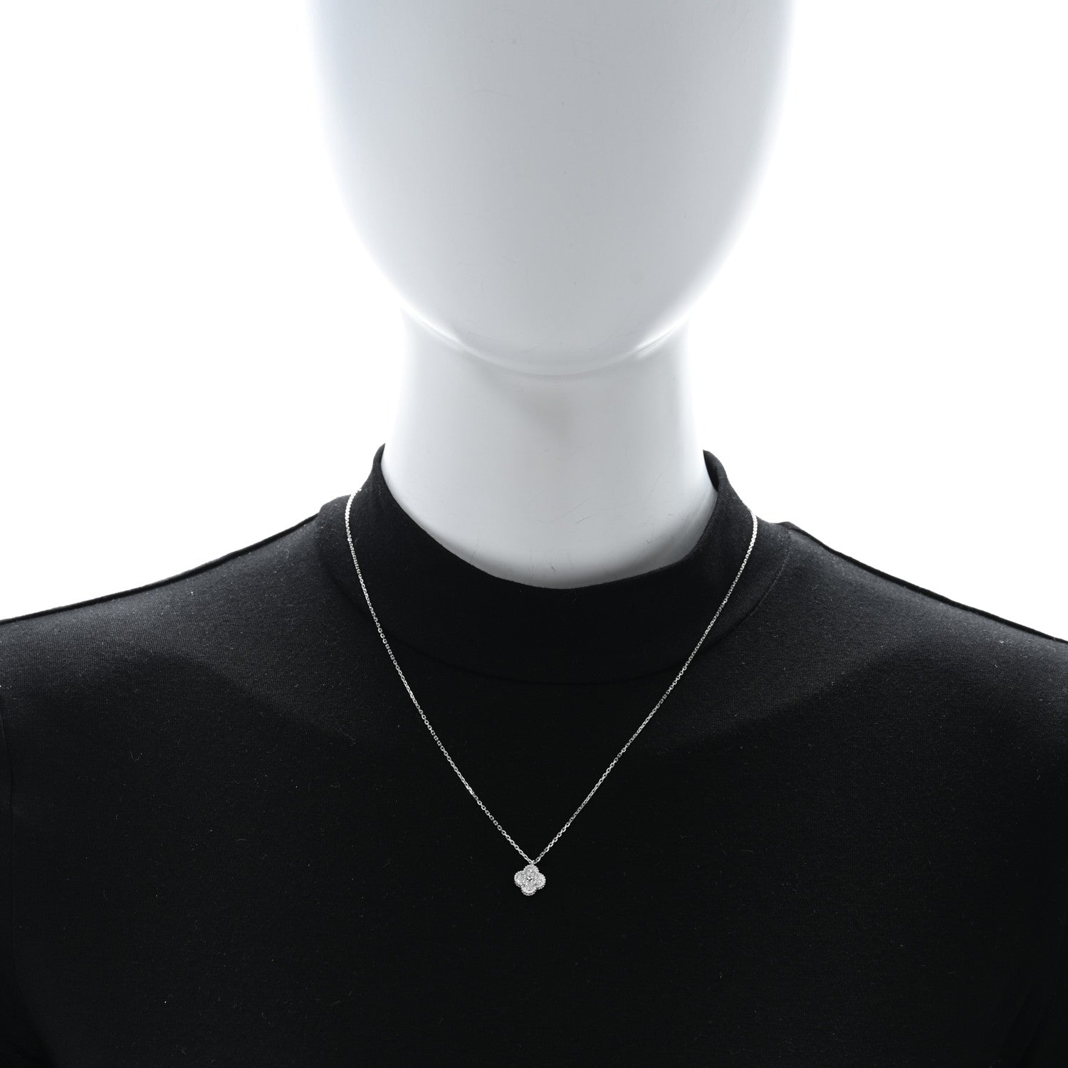 Van Cleef & Arpels 18K White Gold Diamond Sweet Alhambra Pendant Necklace 2 of 5