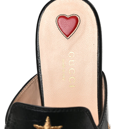 Gucci Goatskin Bee Star Embroidered Womens Princetown Slippers 37.5 Black 7 of 8