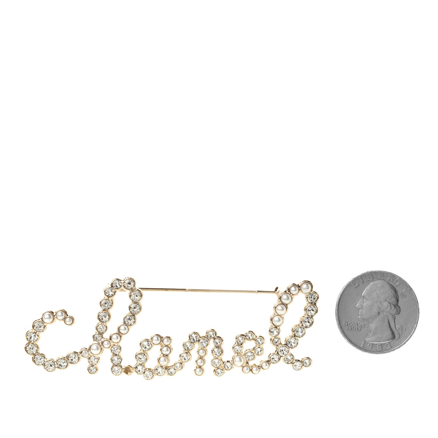 Chanel Metal Glass Swirling Pearls Brooch Pin Gold 3 of 3