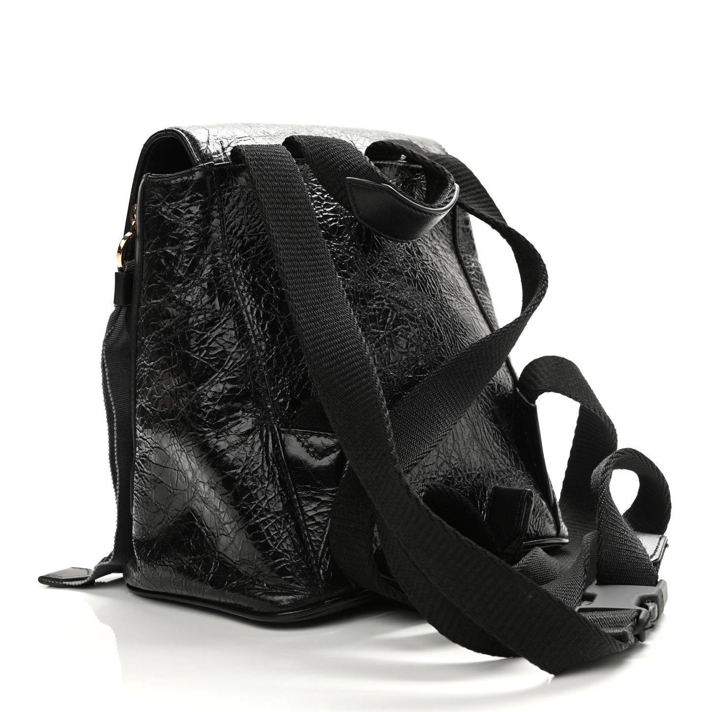 Creased Patent Calfskin ID Backpack Black