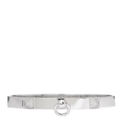 Hermes 18K White Gold Diamond PM Collier De Chien Bracelet SH 1 of 6