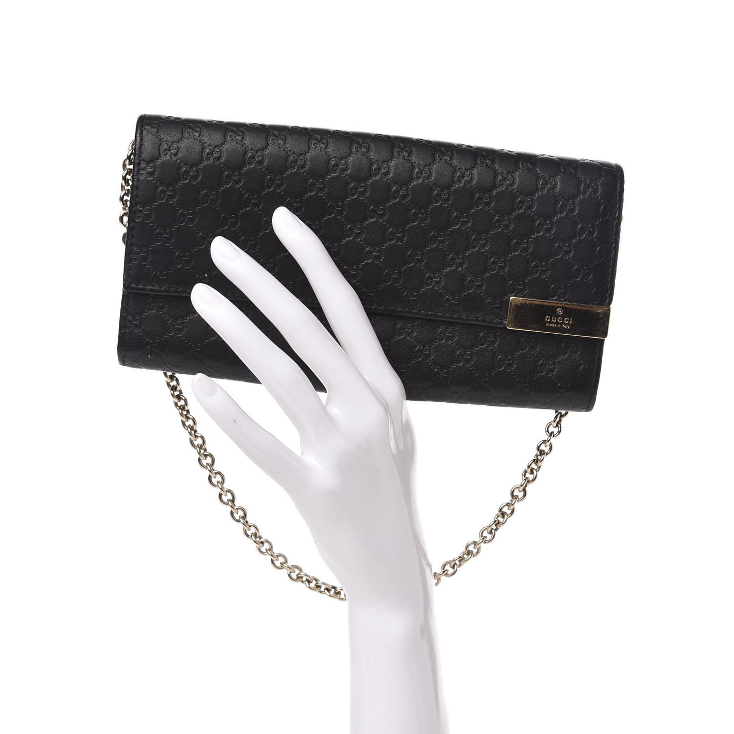 Soft Microguccissima Dice Chain Wallet Black