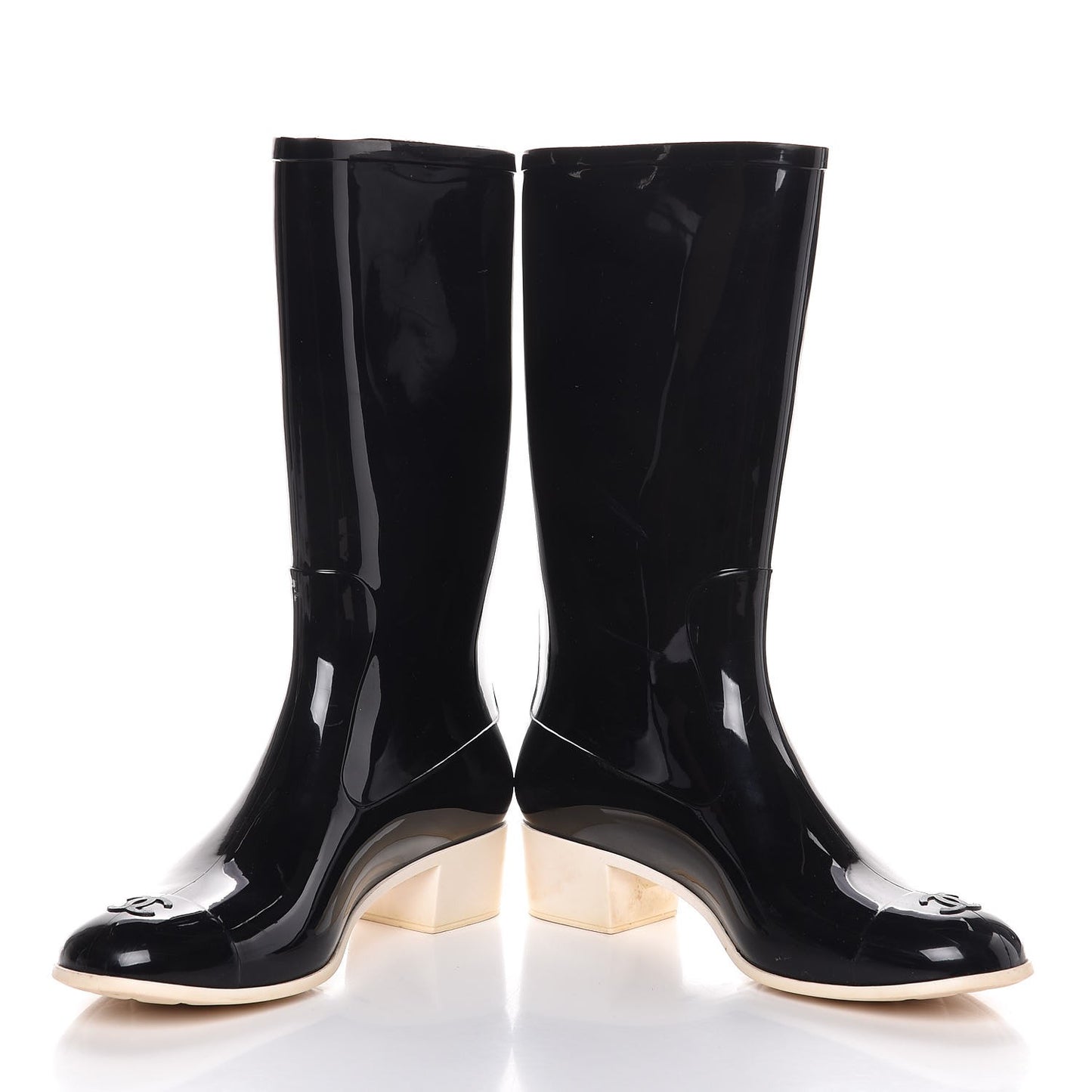 Rubber Camellia Rain Boots 40 Black