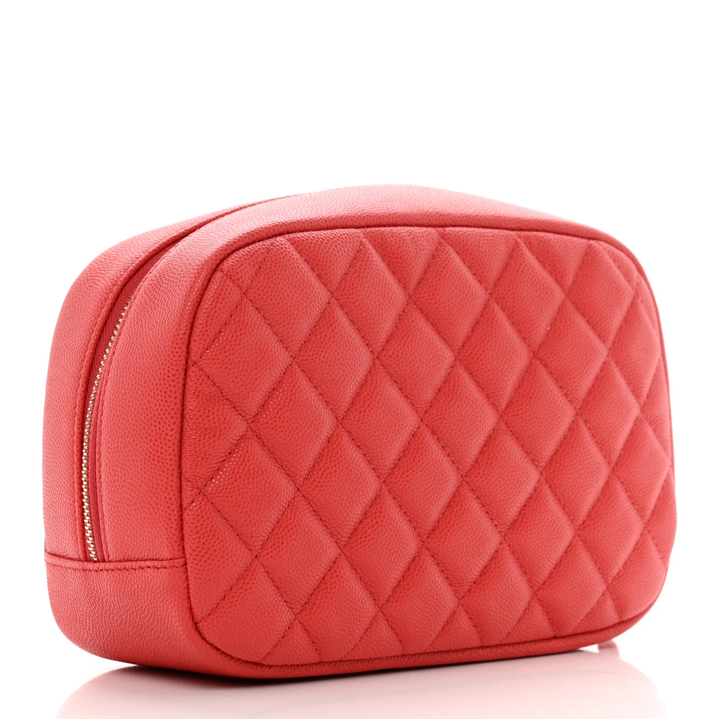 Caviar Quilted Medium Curvy Pouch Cosmetic Case Dark Pink