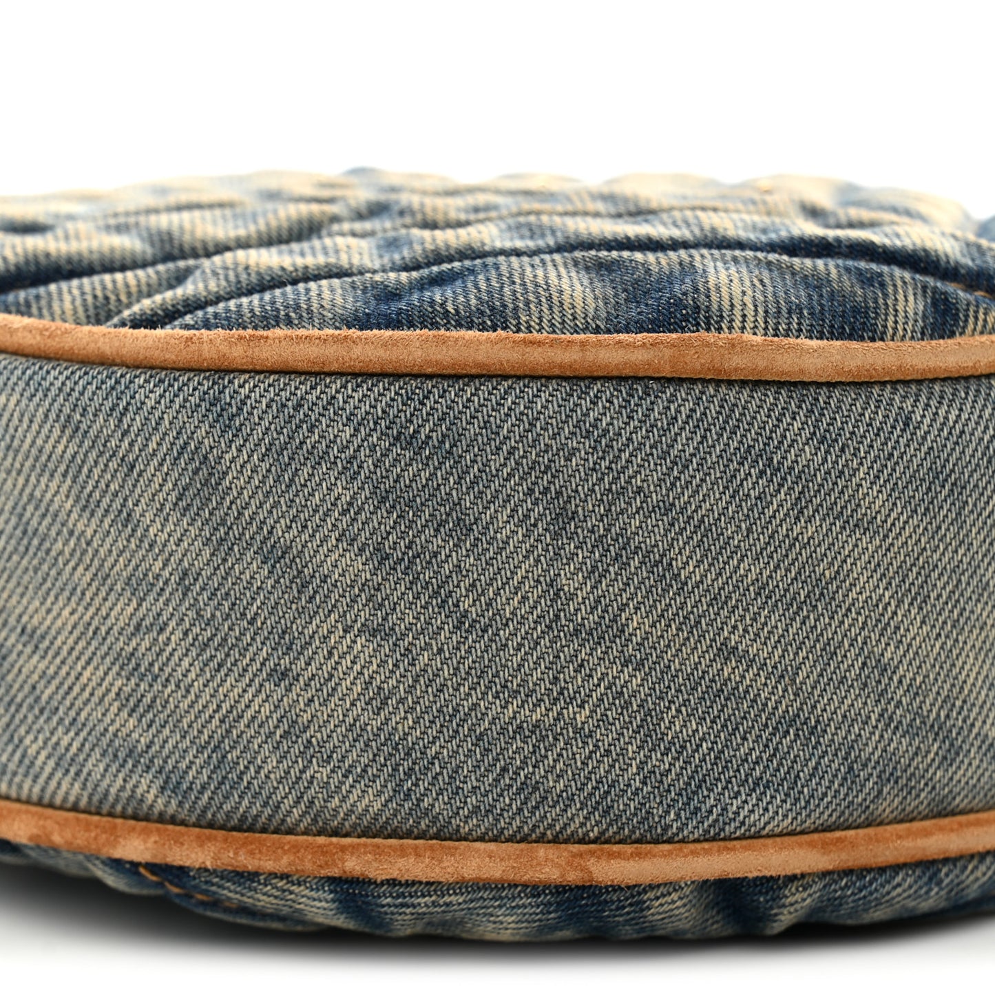 Denim Quilted Monogram Round Crossbody Bag Rodeo Blue