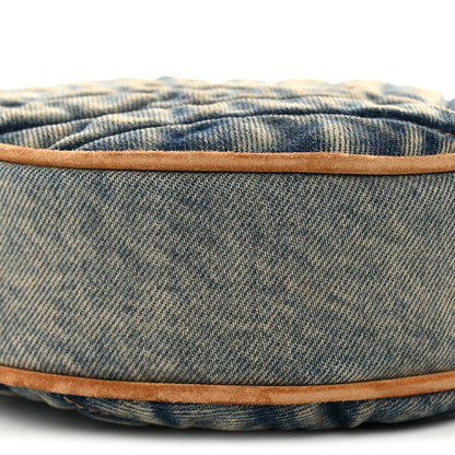 Saint Laurent Denim Quilted Monogram Round Crossbody Bag Rodeo Blue 9 of 10