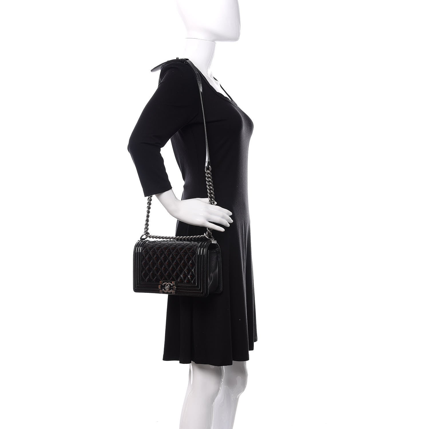 Chanel Patent Calfskin Quilted Medium Boy Flap Black 2 of 10