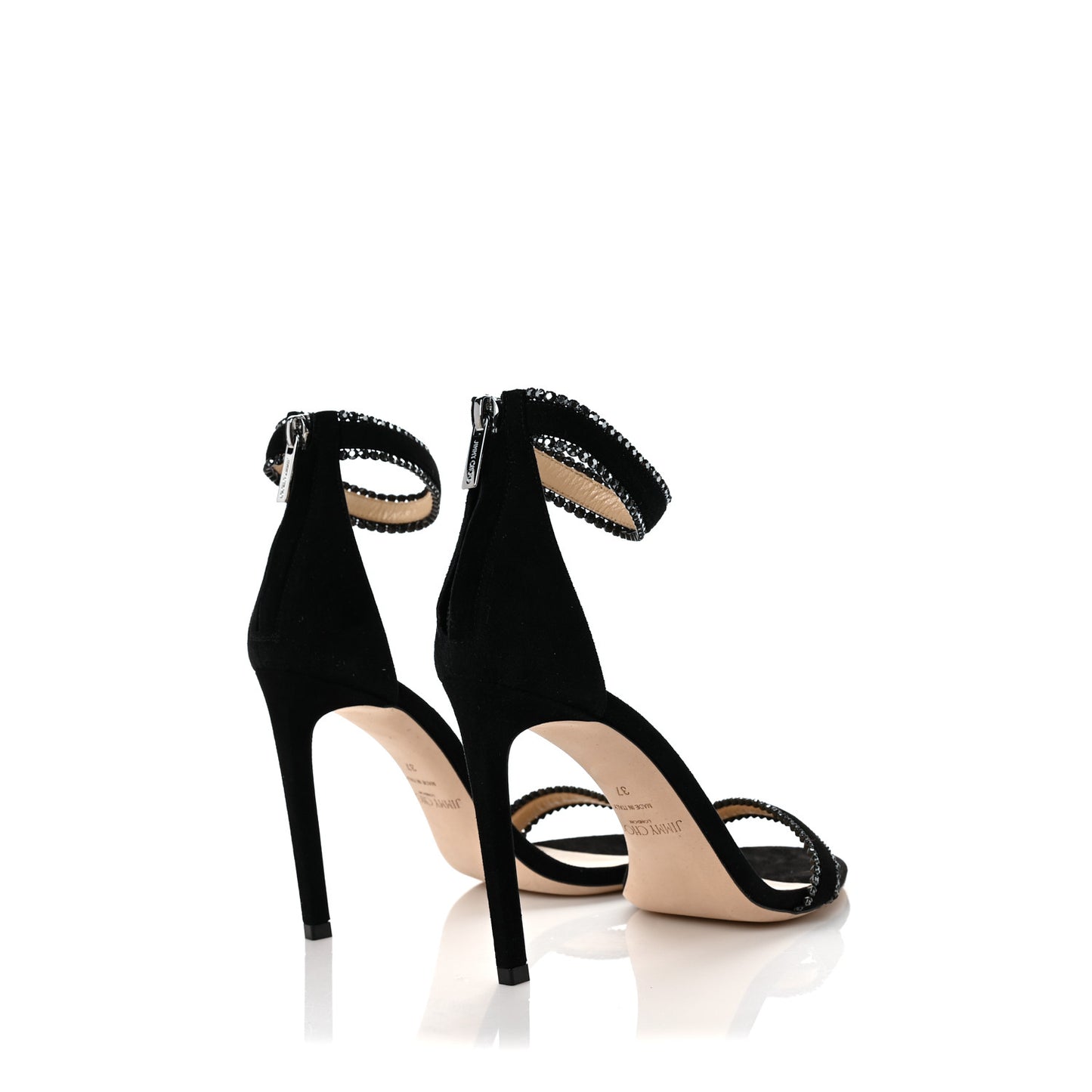 Suede Jewel Dochas 100 Open Toe Sandals 37 Black