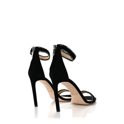 Jimmy Choo Suede Jewel Dochas 100 Open Toe Sandals 37 Black 4 of 9
