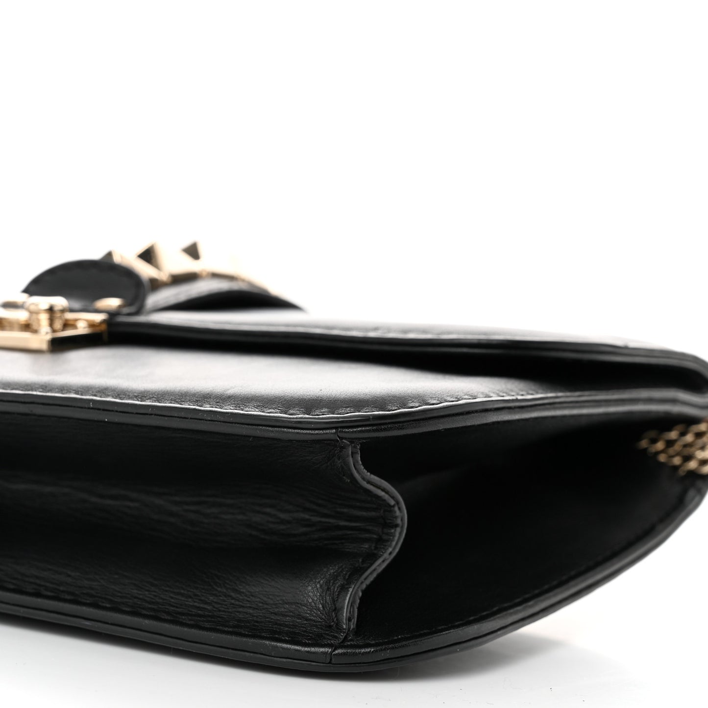 Vitello Medium Glam Lock Rockstud Flap Black
