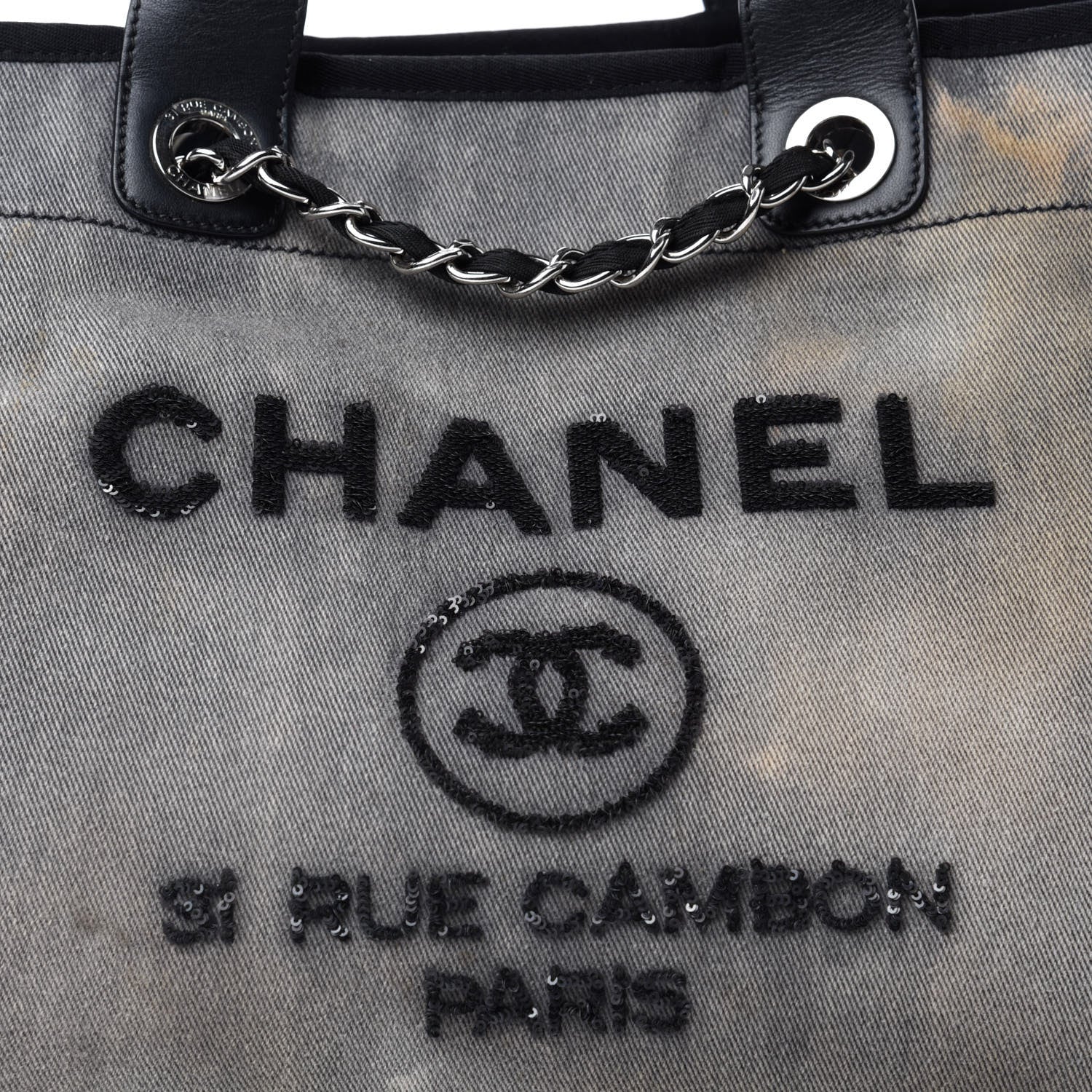 Chanel Canvas Sequin Medium Deauville Tote Charcoal 13 of 13