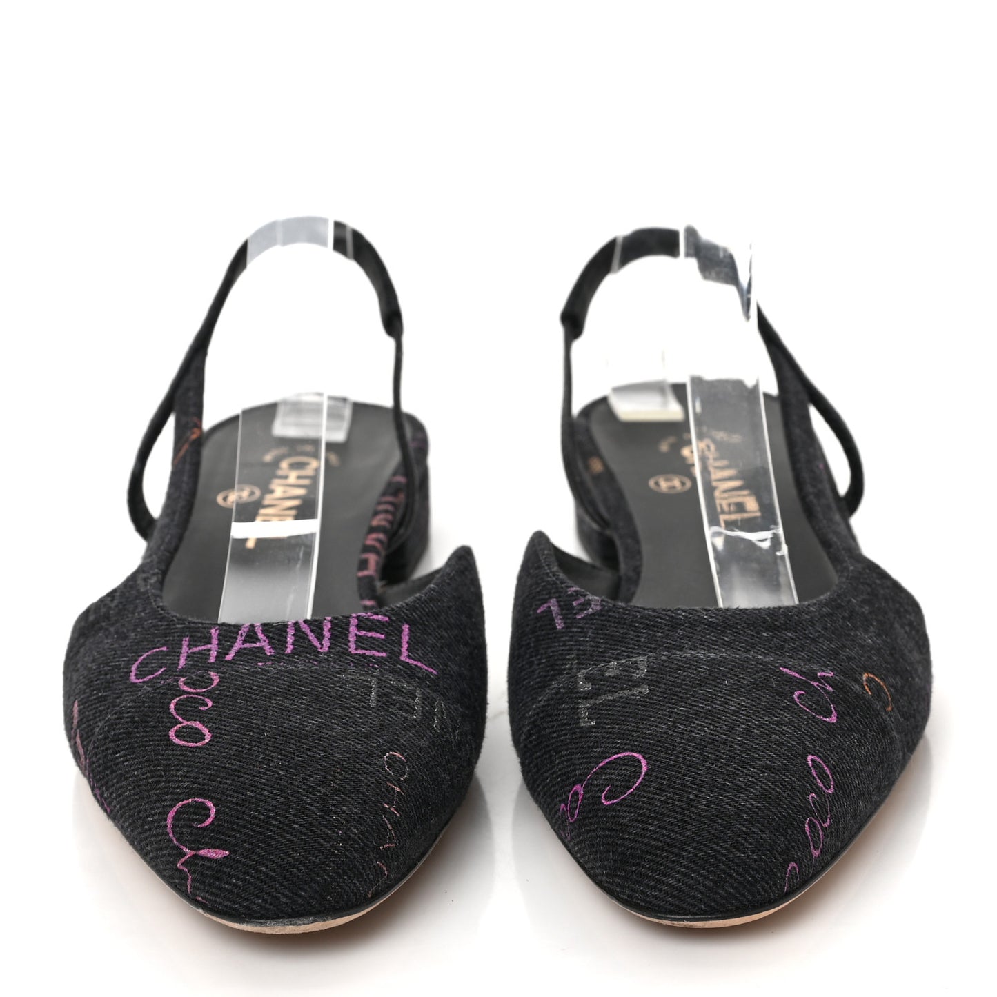 Denim Cap Toe Denim Mood Slingback Flats 40 Black Multicolor