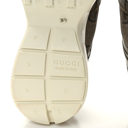 Gucci Maxi GG Supreme Monogram Gucci 100 Womens Rhyton Sneakers 39.5 Beige Ebony 6 of 8