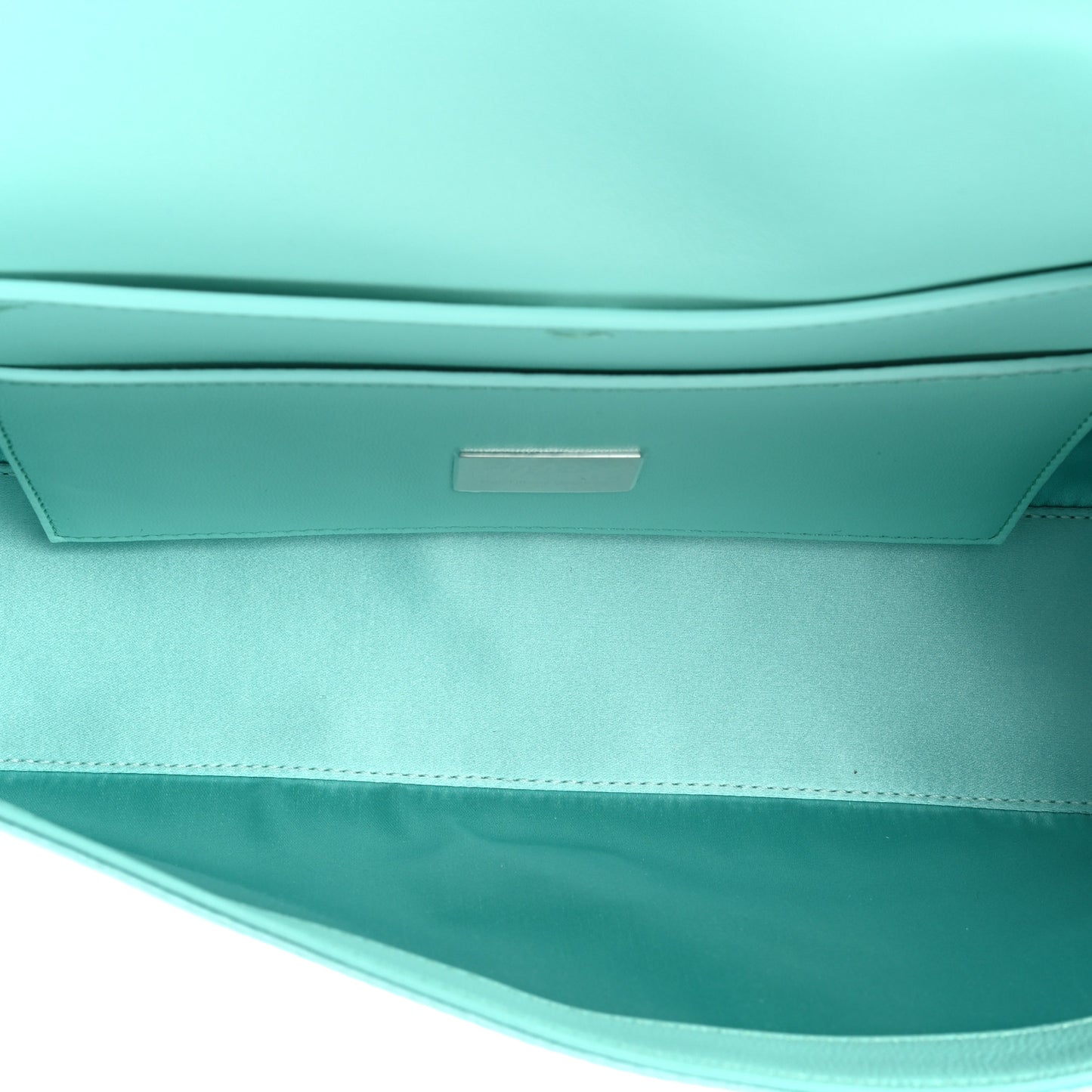 X TIFFANY Satin Nappa Silver Baguette Blue Tiffany Silver