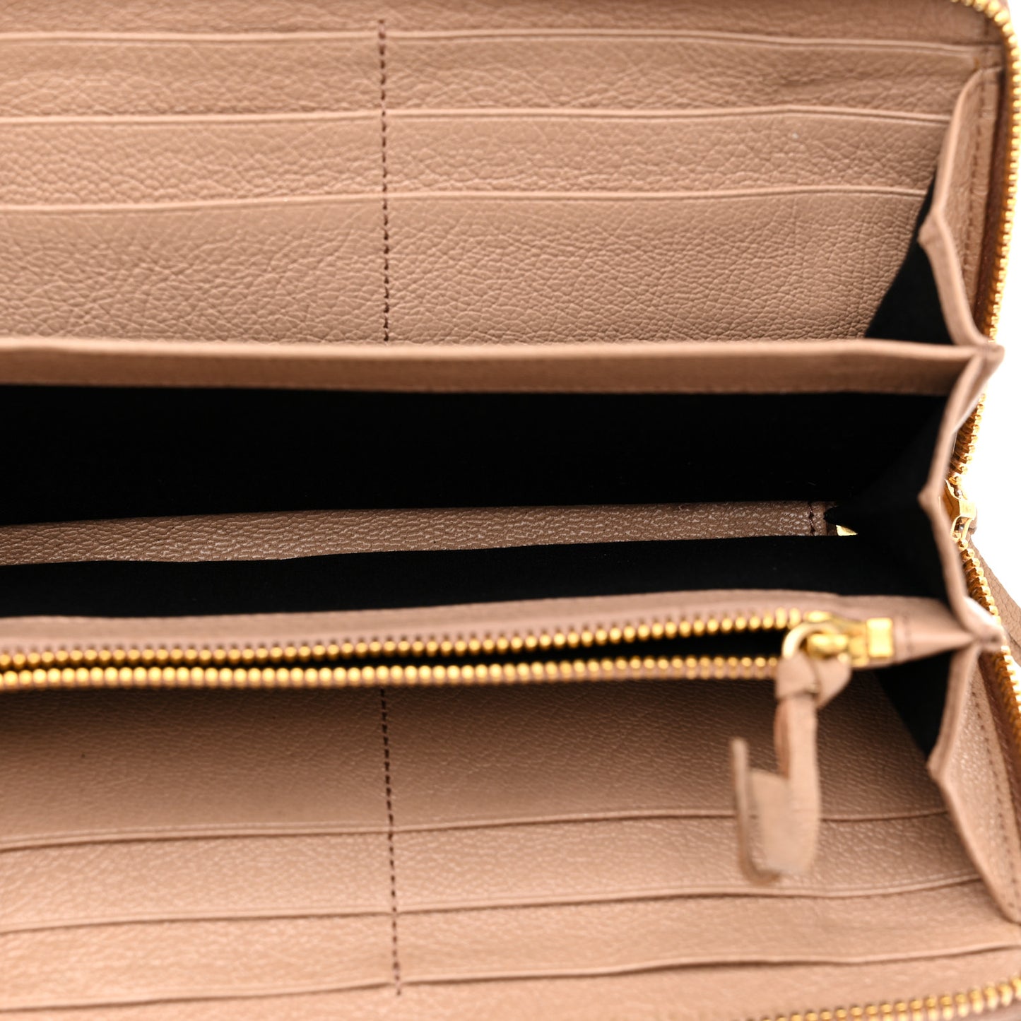 Chevre Gold Metallic Edge Hardware Continental Zip Around Wallet Rose Des Sables