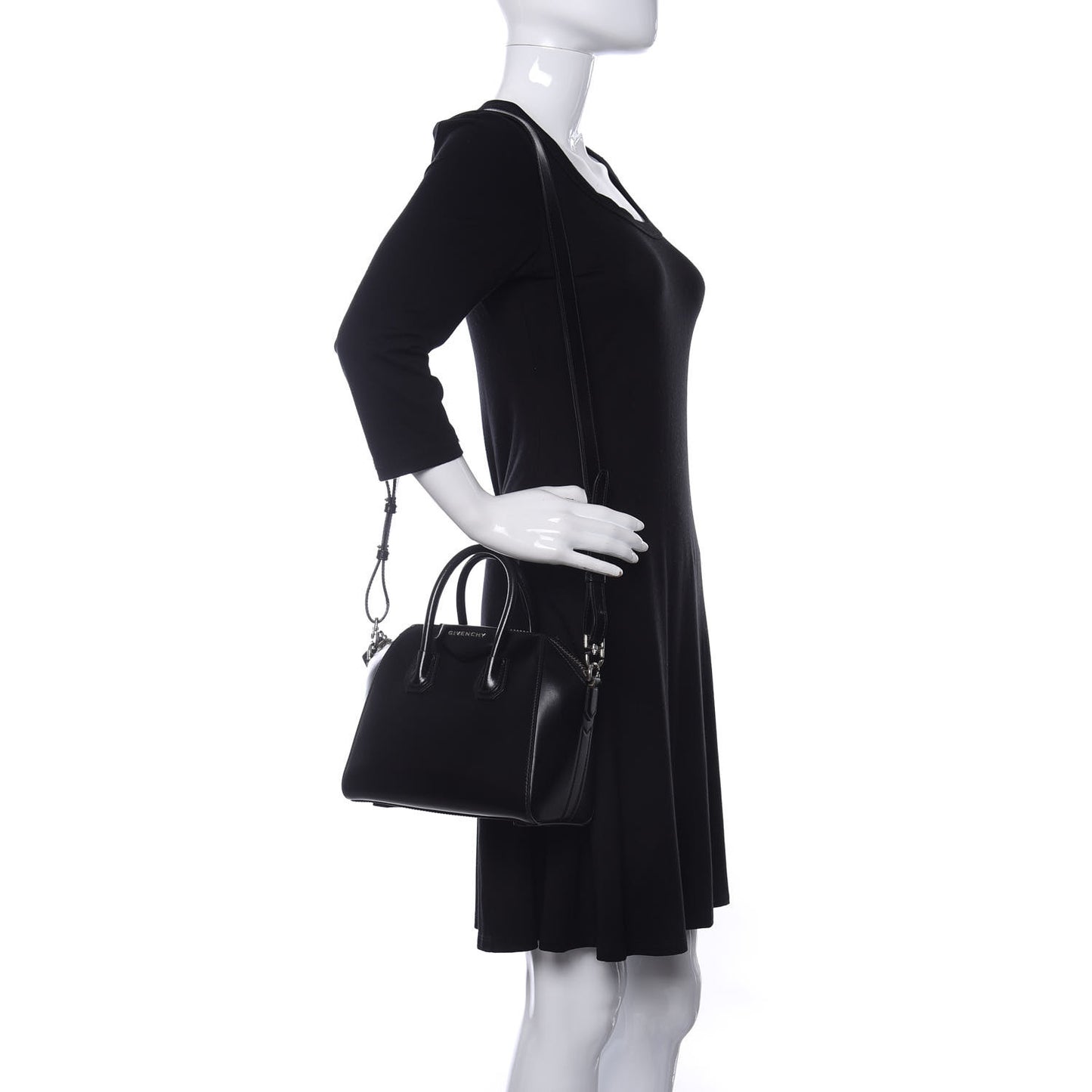 Shiny Lord Calfskin Mini Antigona Black