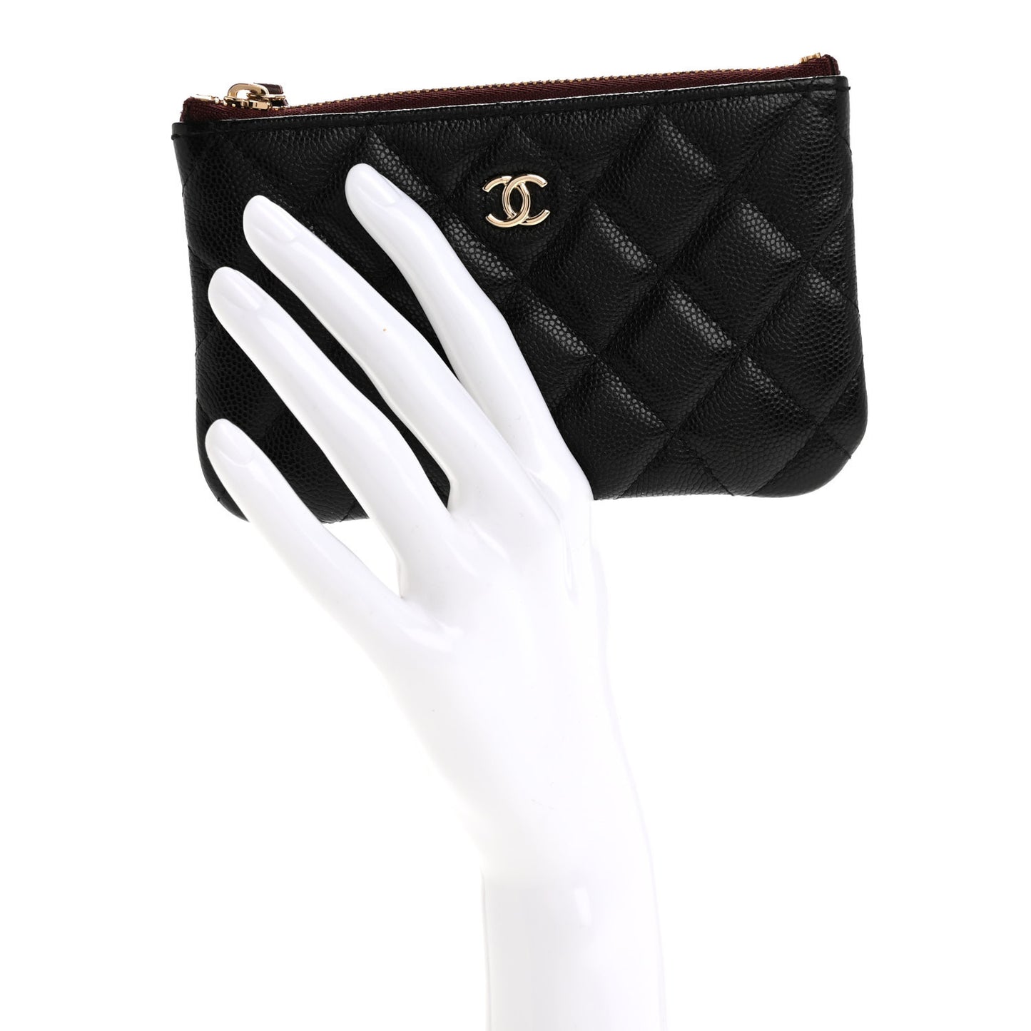 Caviar Quilted Small Cosmetic Case Black