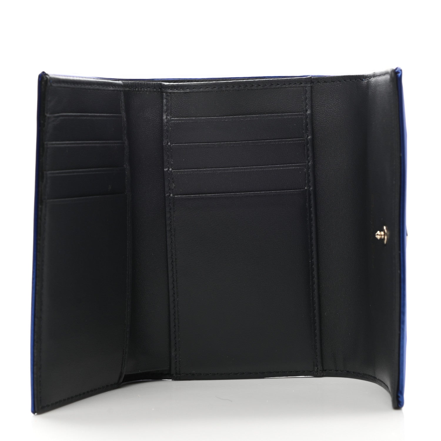Christian Dior Metallic Patent Micro-Cannage Diorama Elancee Wallet Mirror Blue 5 of 6