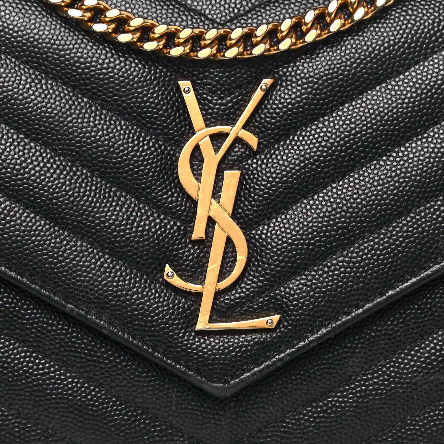 Grain De Poudre Matelasse Chevron Monogram Chain Wallet Black