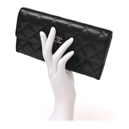 Chanel Caviar Quilted Large Gusset Flap Wallet Black 2 of 7