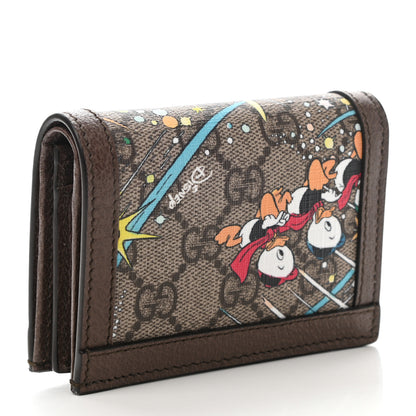 Gucci X DISNEY GG Supreme Monogram Donald Duck Interlocking G Card Case Beige Multicolor New Acero 3 of 9