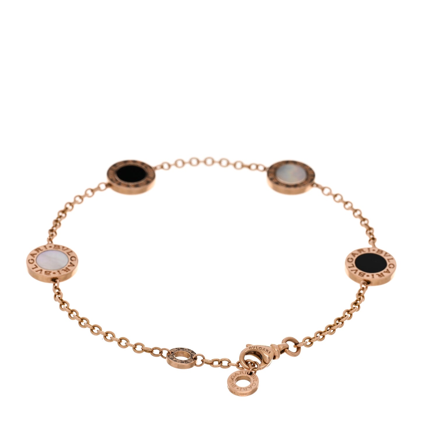 18K Rose Gold Mother of Pearl Black Onyx BVLGARI BVLGARI Four Station Bracelet
