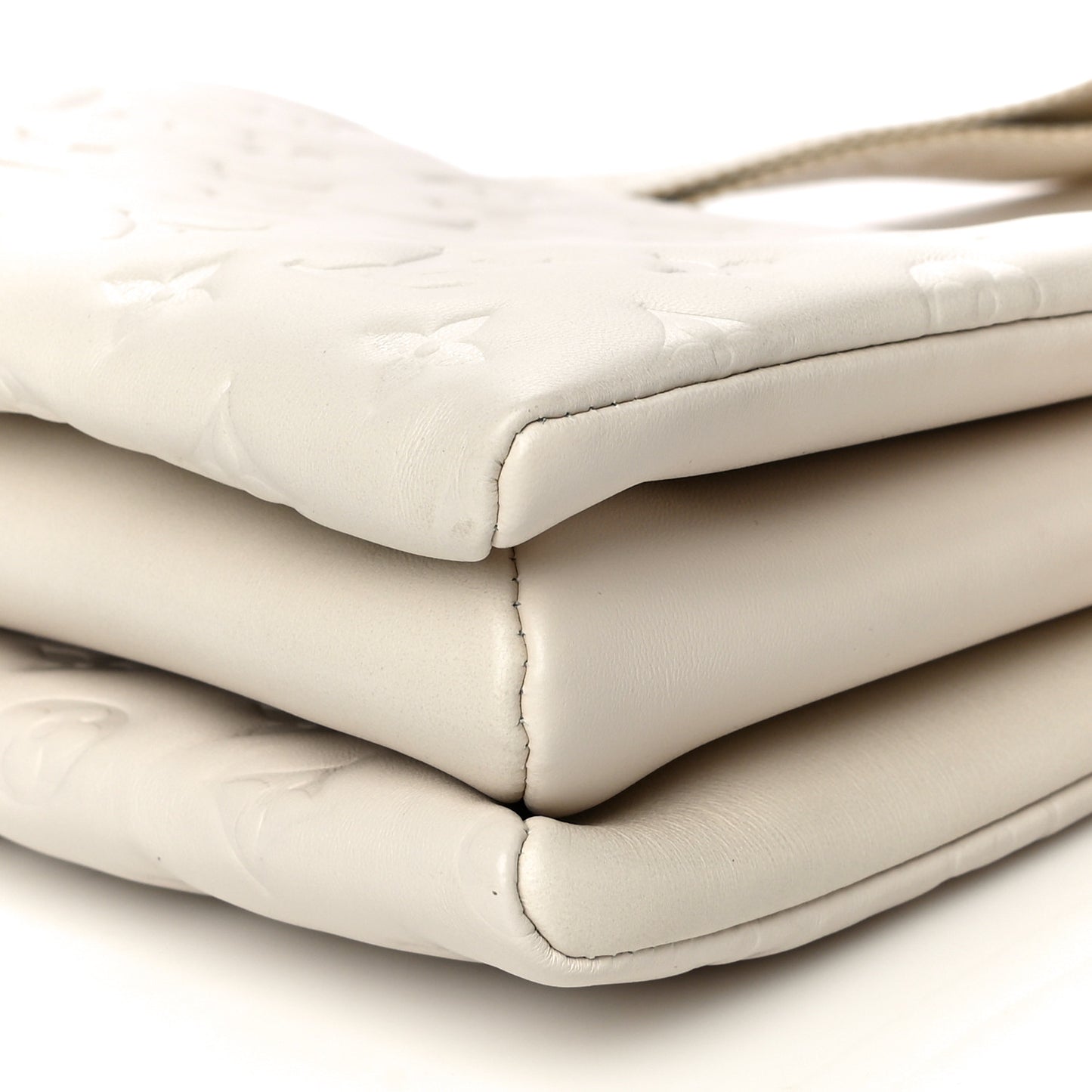 Lambskin Embossed Monogram Coussin PM Beige Cream