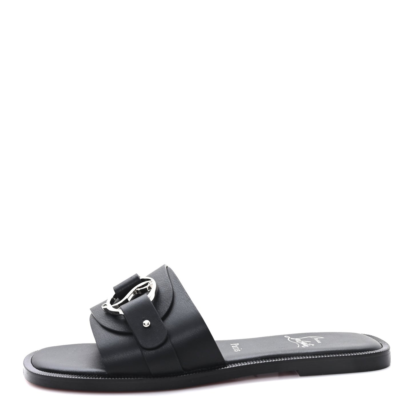 Calfskin Her In Roma Flat Slides 37.5 Black