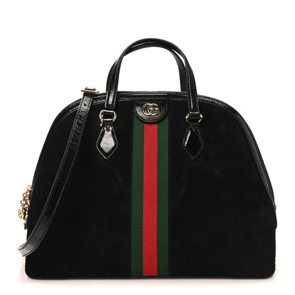 Gucci Suede Patent GG Web Medium Ophidia Top Handle Dome Bag Black 1 of 10